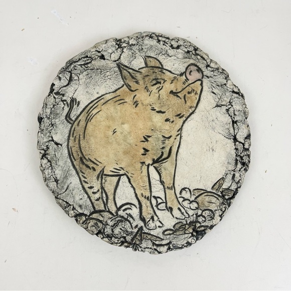 Shapes of Clay Mt St Helens Ash Pig Plaque Art Wall Hanging Decor Signed Stan - Picture 3 of 10